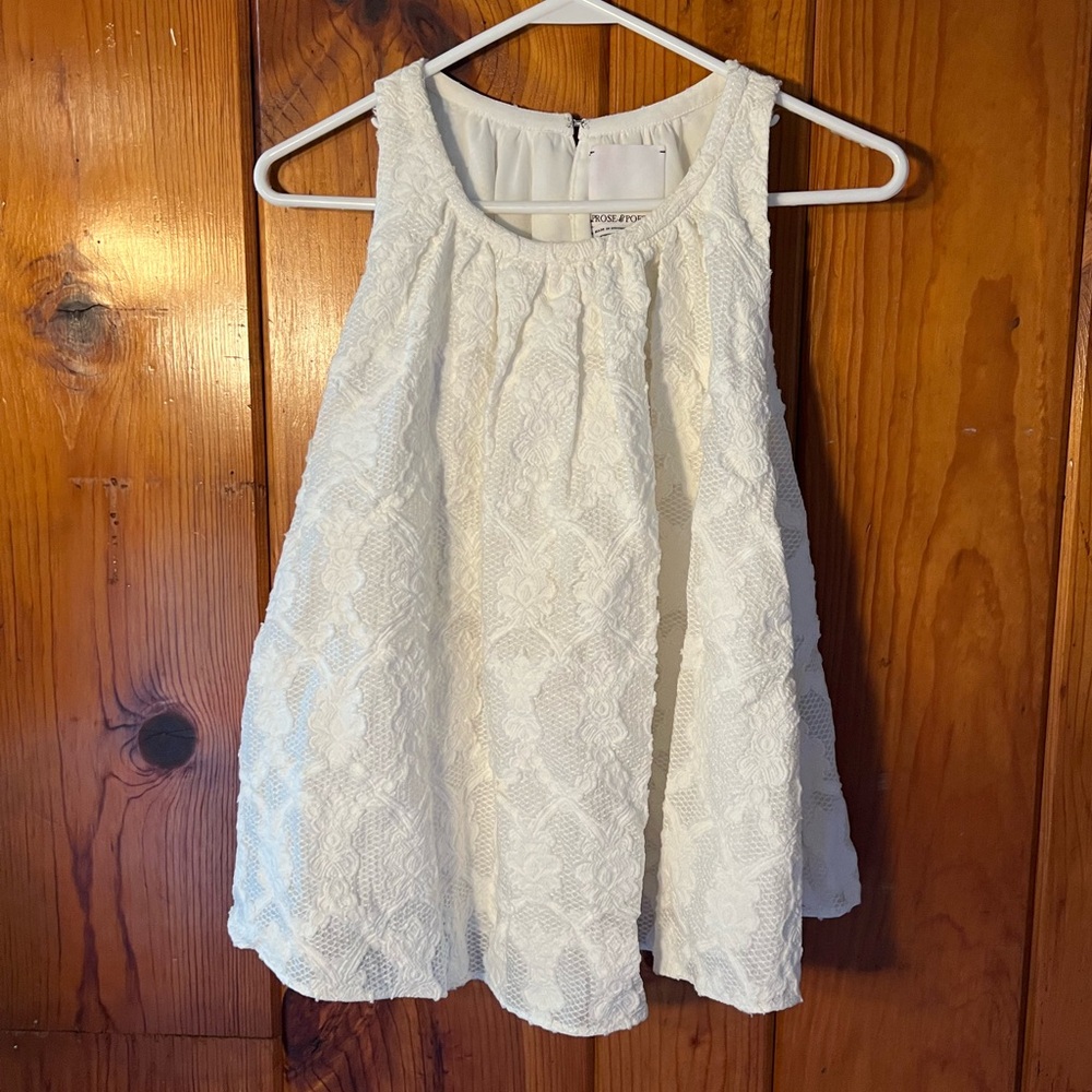Prose & Poetry White Sleeveless Top Blouse Small S